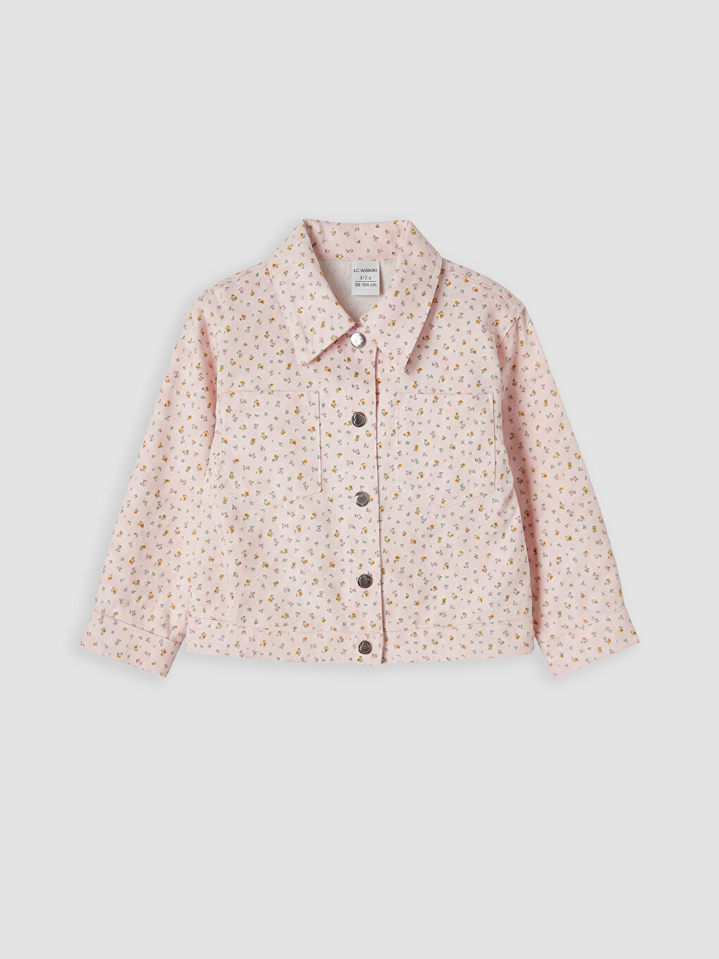 Pembe Gömlek Yaka Kız Çocuk Gabardin Ceket