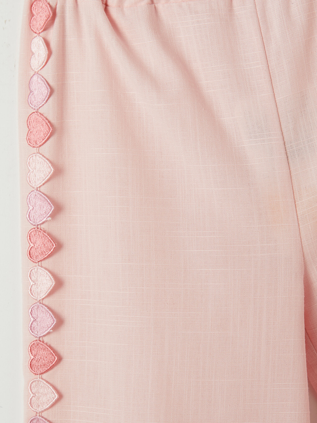 Pembe Kız Çocuk Kalp Nakışlı Pantolon-2