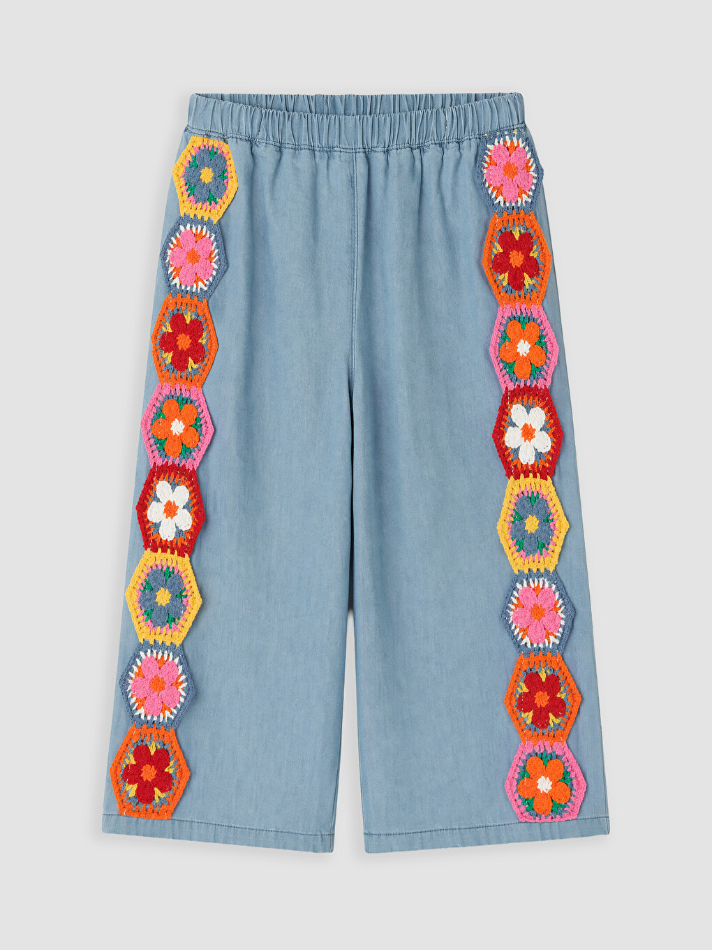İndigo Nakışlı Kız Çocuk Jean Pantolon