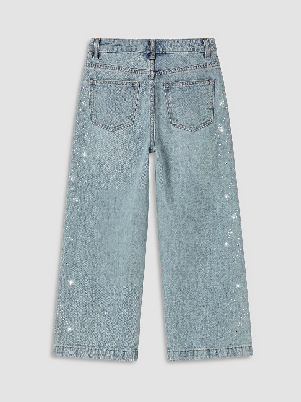 İndigo Taş İşlemeli Kız Çocuk Jean Pantolon-1