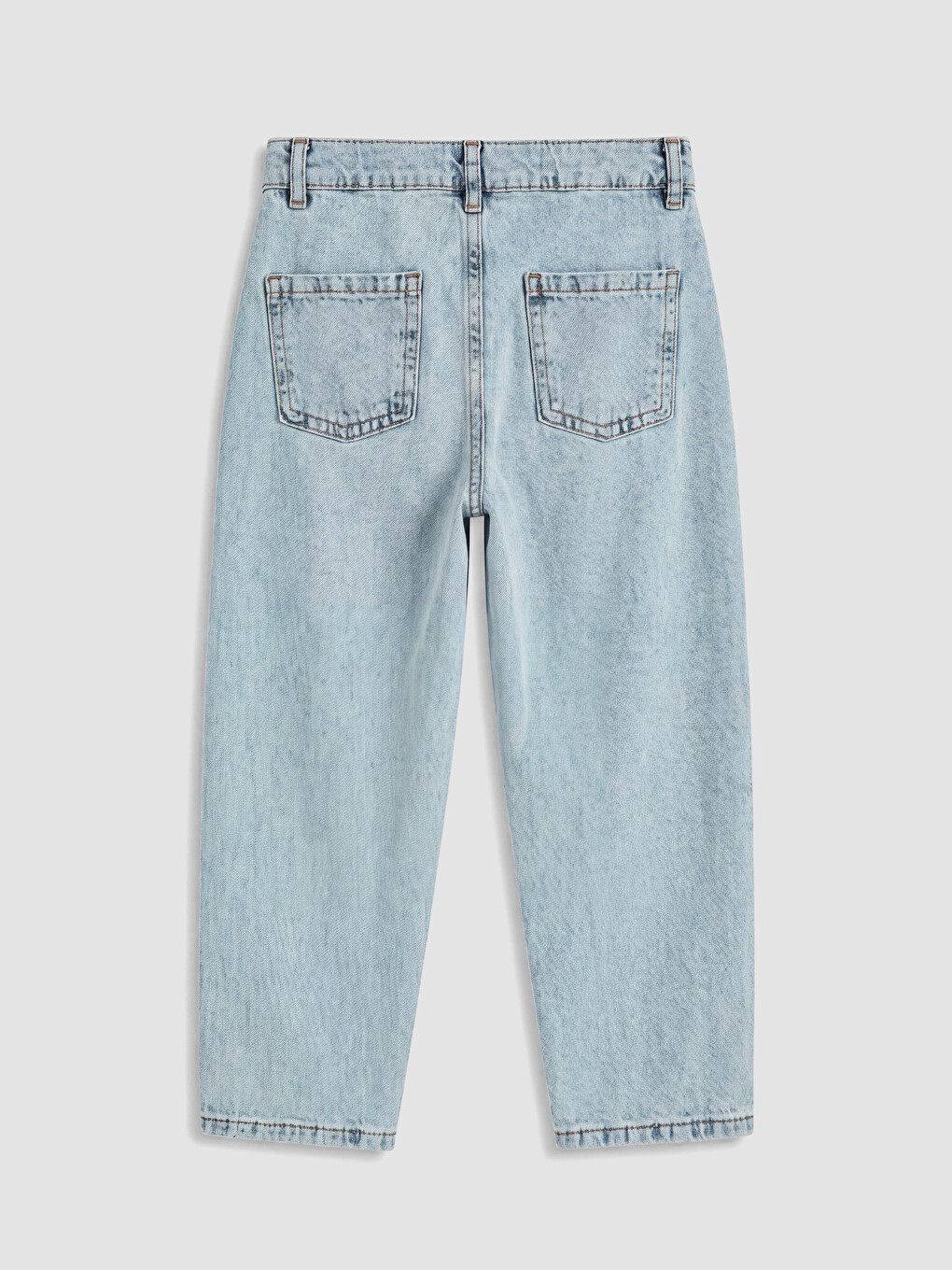 Mavi Çiçek Nakışlı Kız Çocuk Jean Pantolon-3