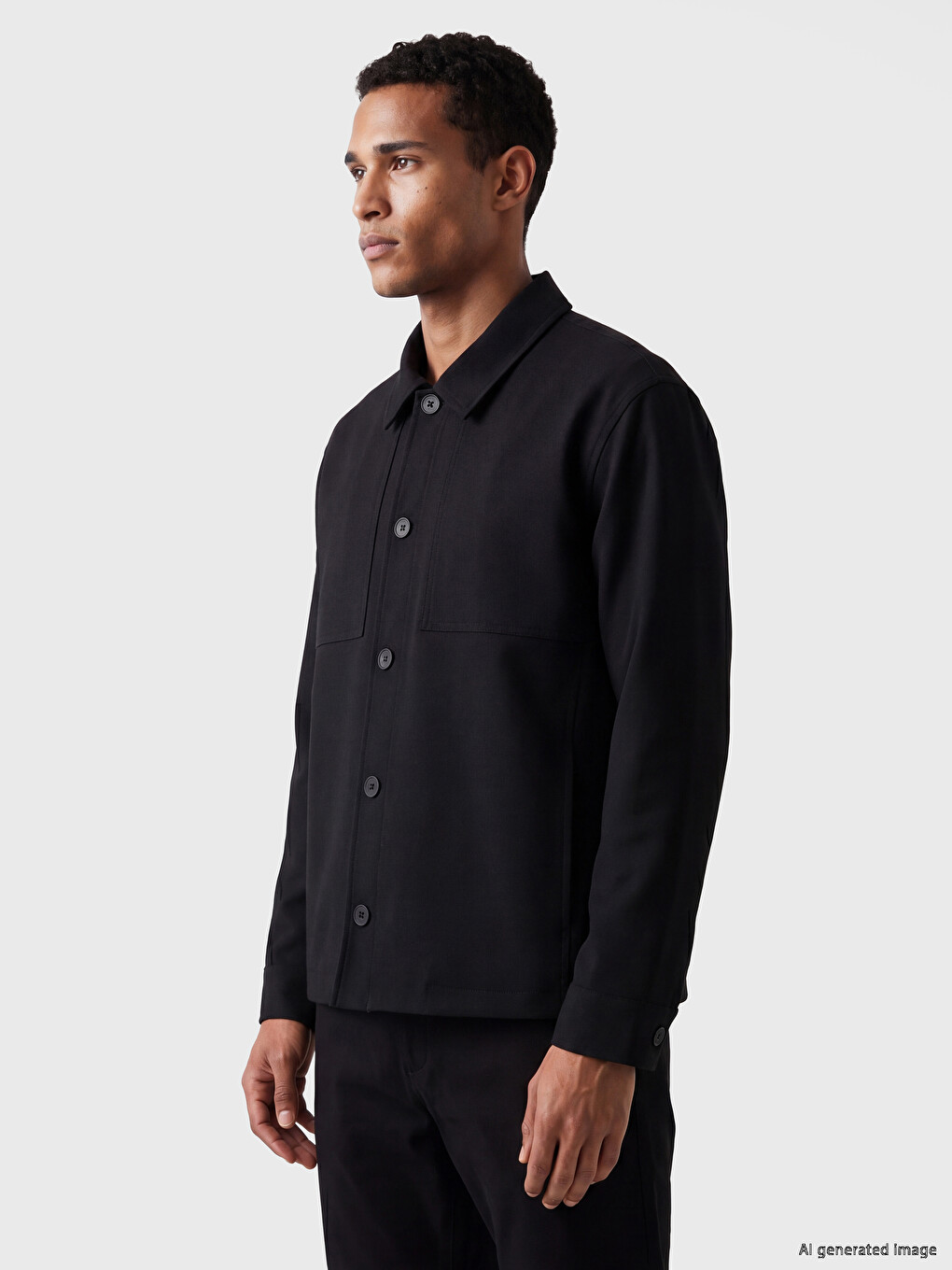 Siyah Regular Fit Gömlek Yaka Erkek Ceket