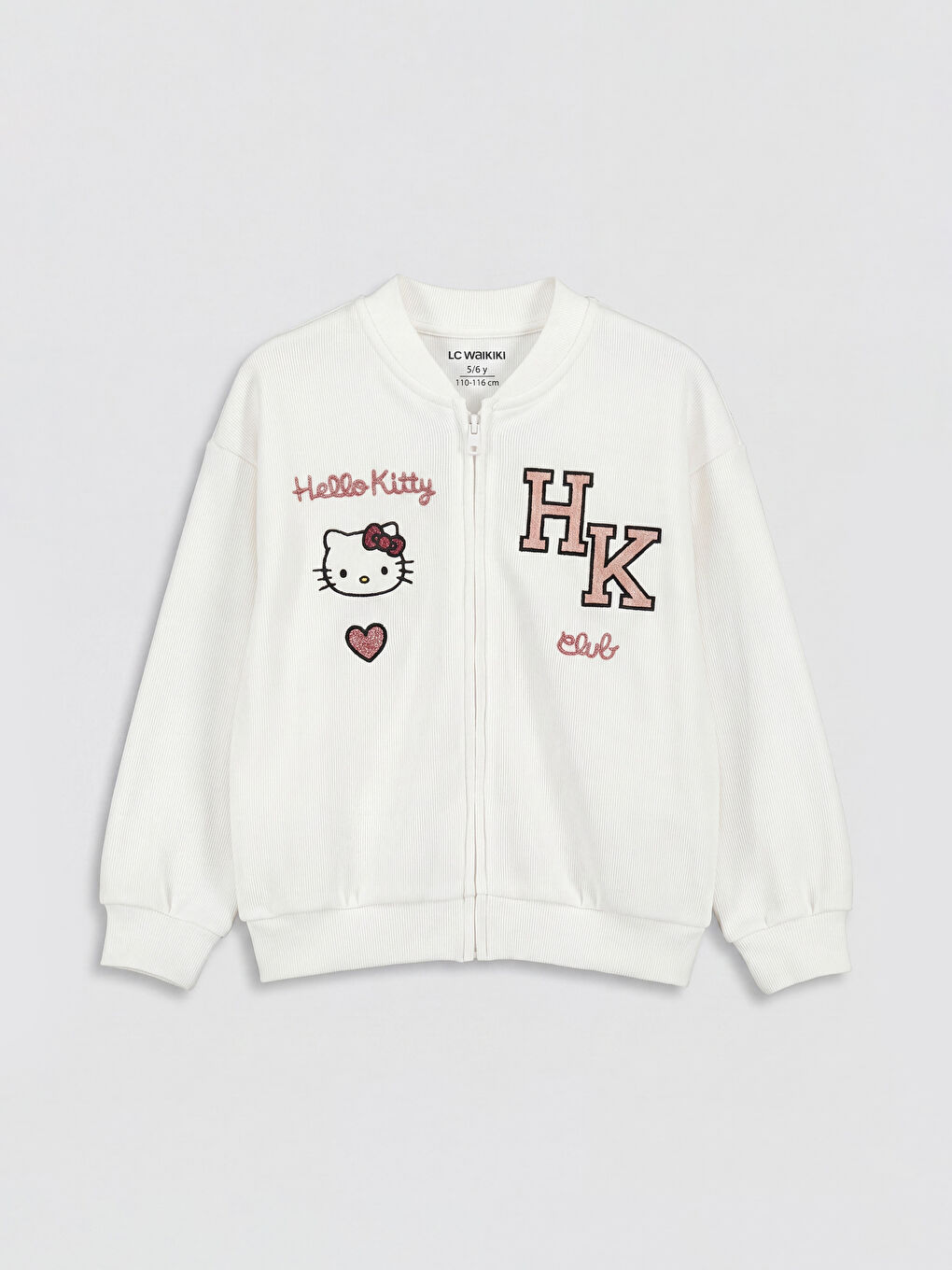 Bej Hello Kitty Baskılı Kız Çocuk Fermuarlı Sweatshirt