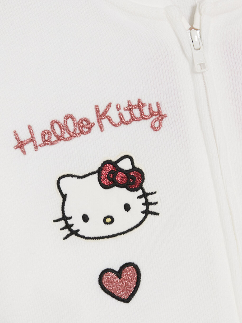 Bej Hello Kitty Baskılı Kız Çocuk Fermuarlı Sweatshirt-2