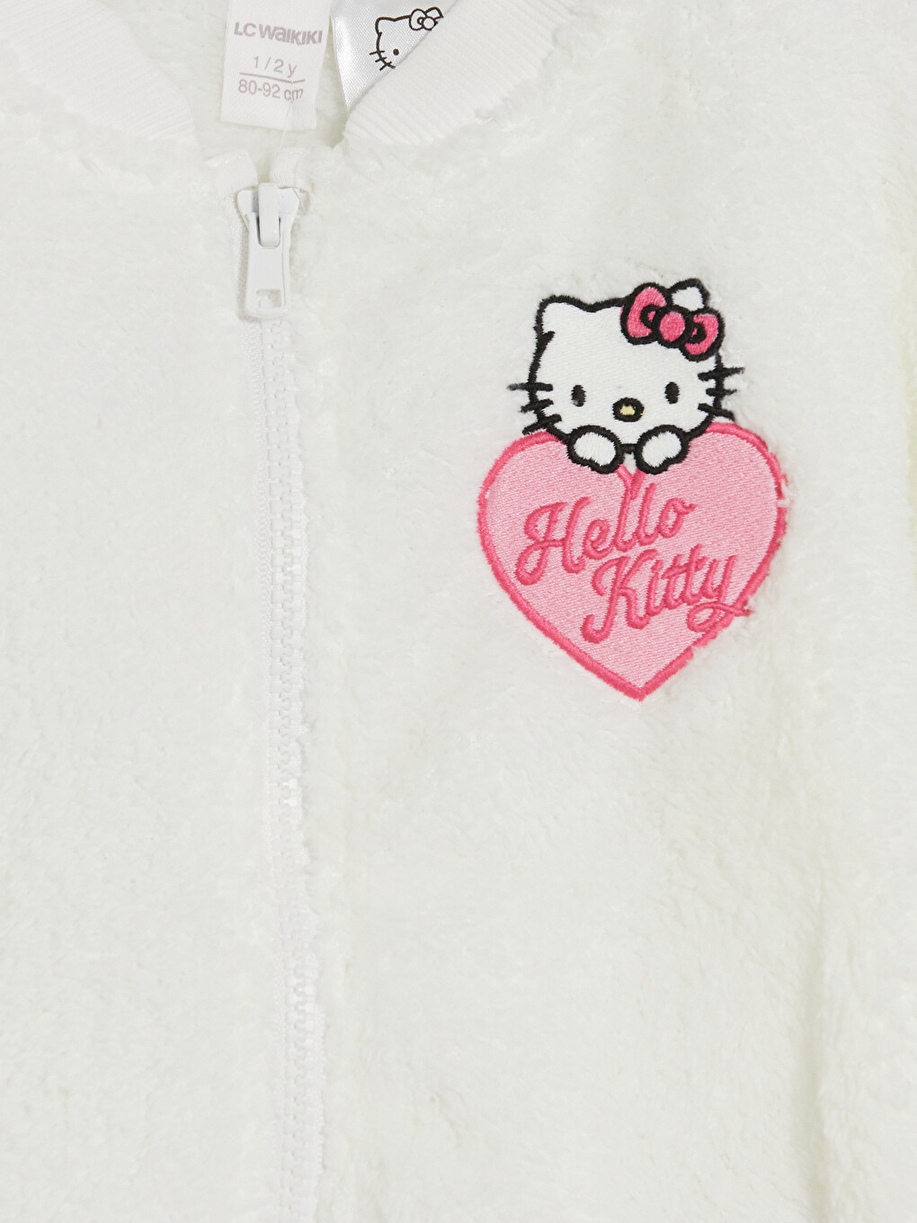 Beyaz Hello Kitty Baskılı Kız Çocuk Fermuarlı Sweatshirt-1