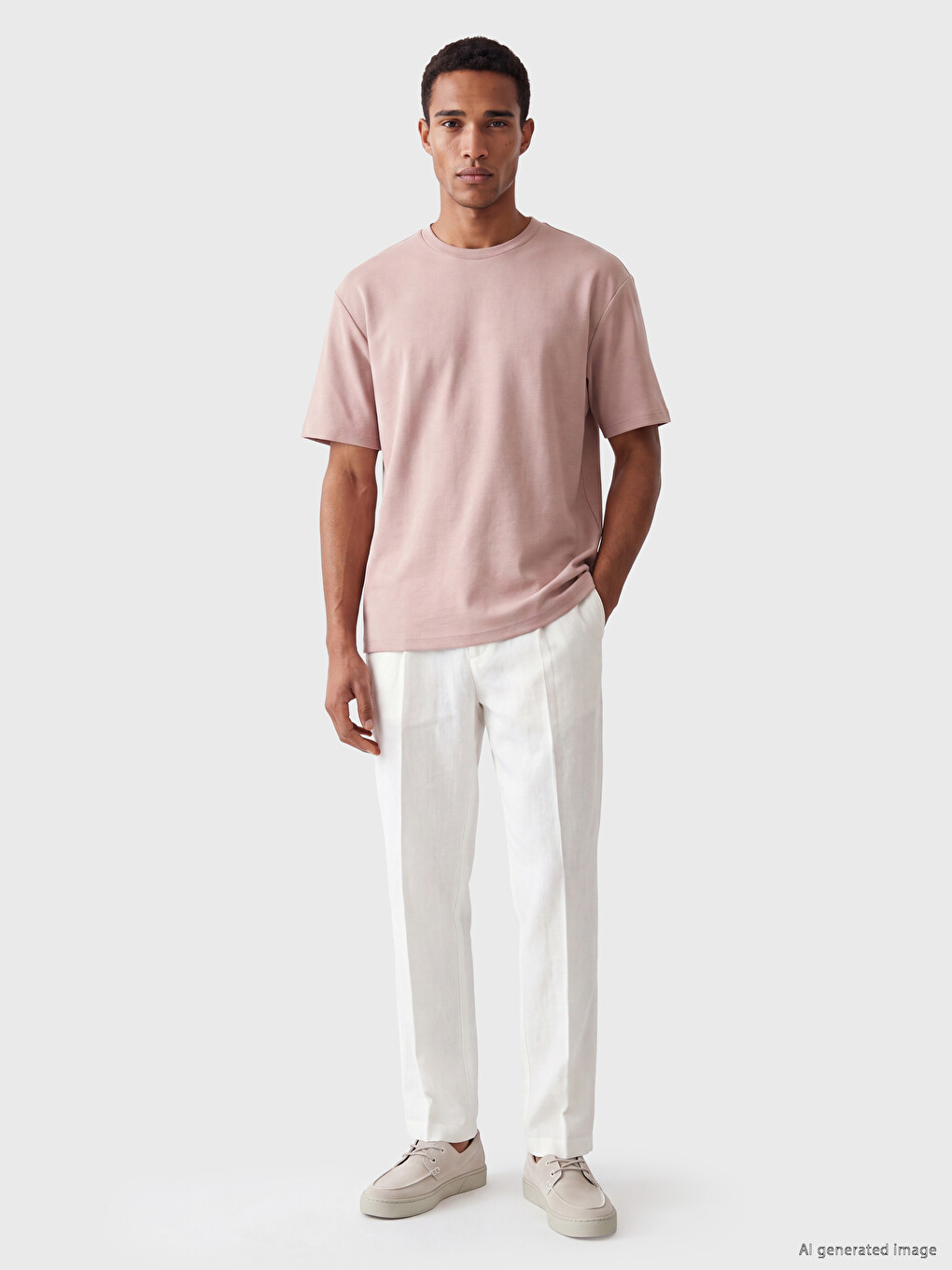Pembe Relax Fit Soft Touch Erkek Tişört-1