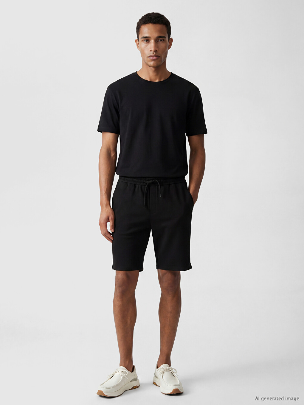 Siyah Regular Fit Erkek Şort-1