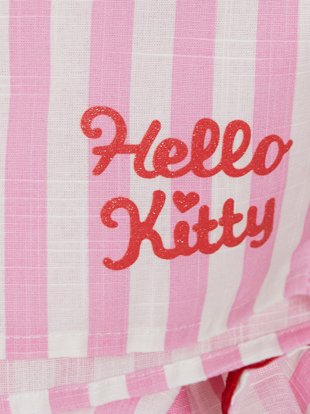 Pembe Kare Yaka Fırfırlı Hello Kitty Nakışlı Kız Çocuk Tulum-1