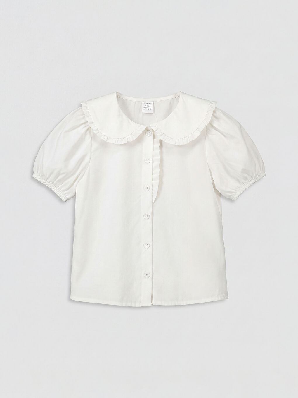 Beyaz Bebe Yaka Fırfır Detaylı Kız Çocuk Gömlek