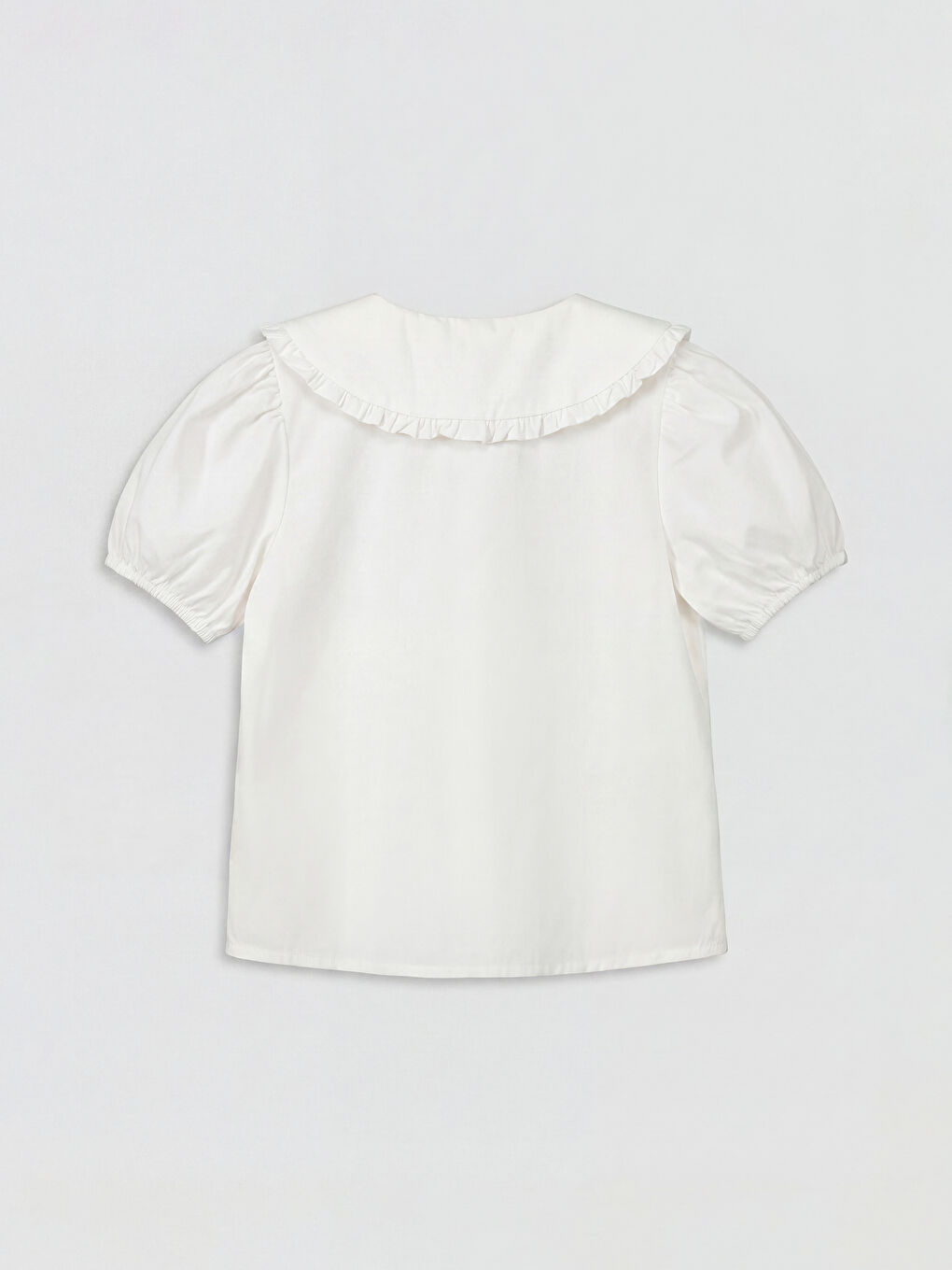 Beyaz Bebe Yaka Fırfır Detaylı Kız Çocuk Gömlek-1