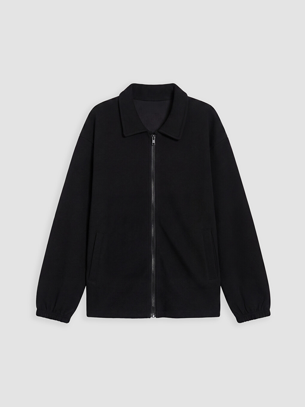 Siyah Gömlek Yaka Erkek Çocuk Fermuarlı Sweatshirt
