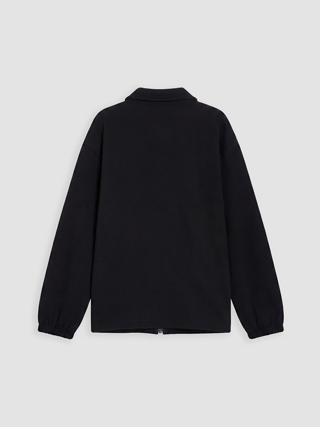 Siyah Gömlek Yaka Erkek Çocuk Fermuarlı Sweatshirt-2