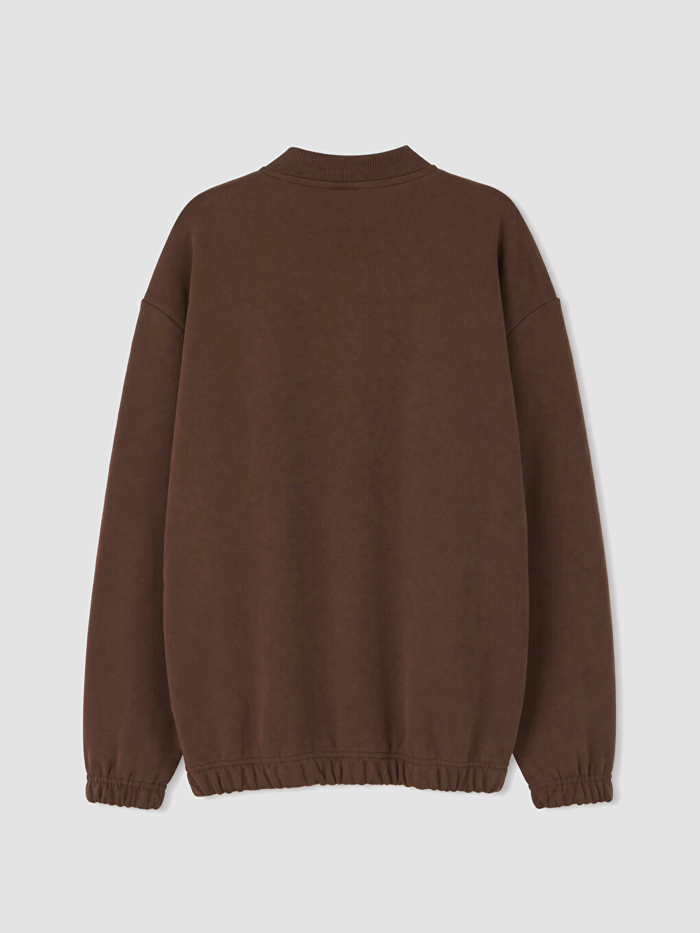 Kahverengi Kolej Yaka Erkek Çocuk Fermuarlı Sweatshirt-2