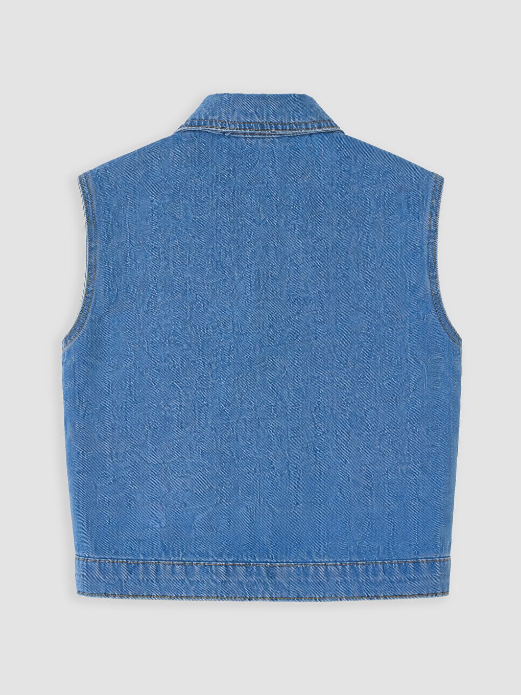 İndigo Gömlek Yaka Basic Kız Çocuk Jean Ceket-2