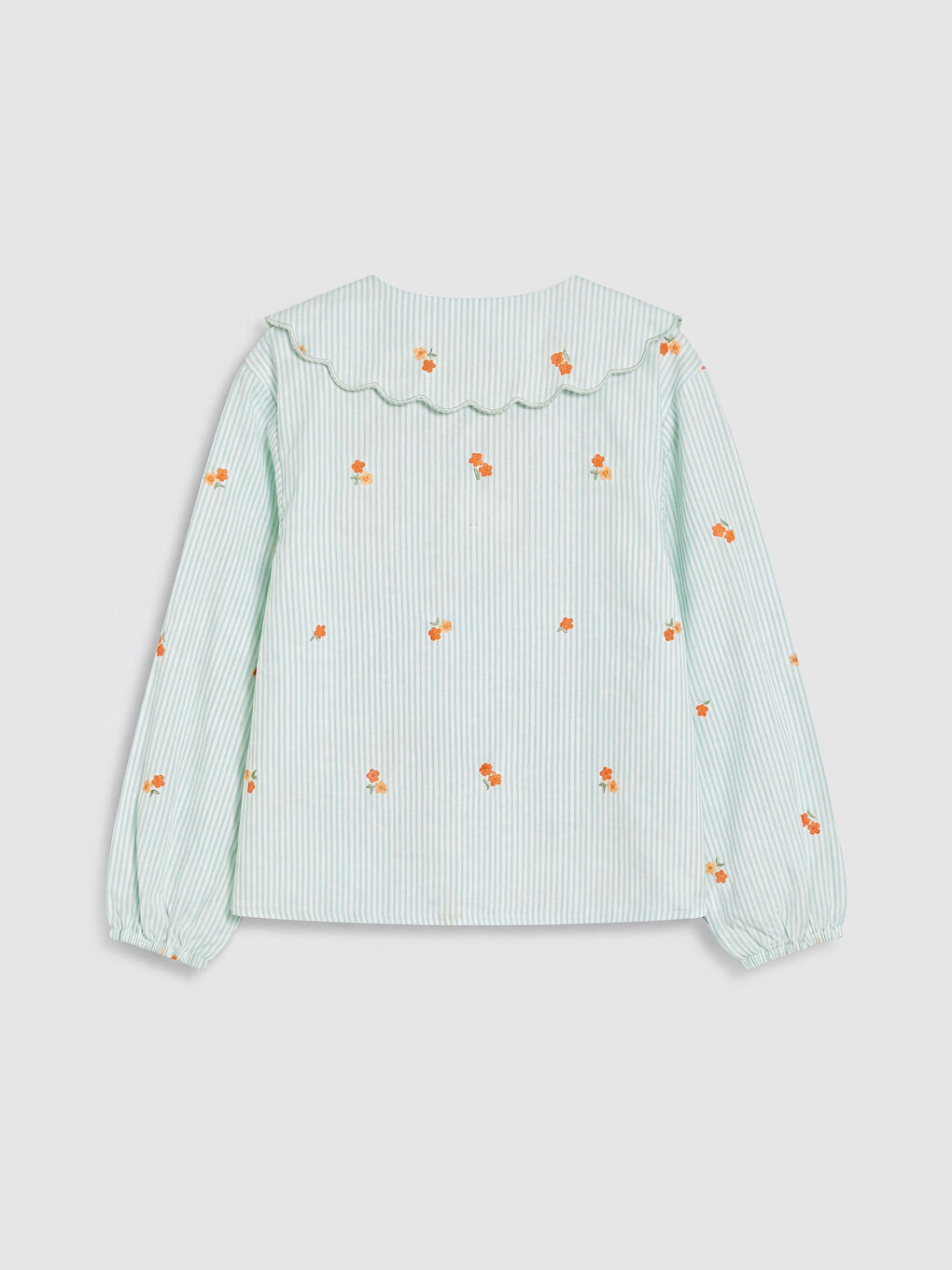 Yeşil Bebe Yaka Çiçekli Kız Çocuk Gömlek-1