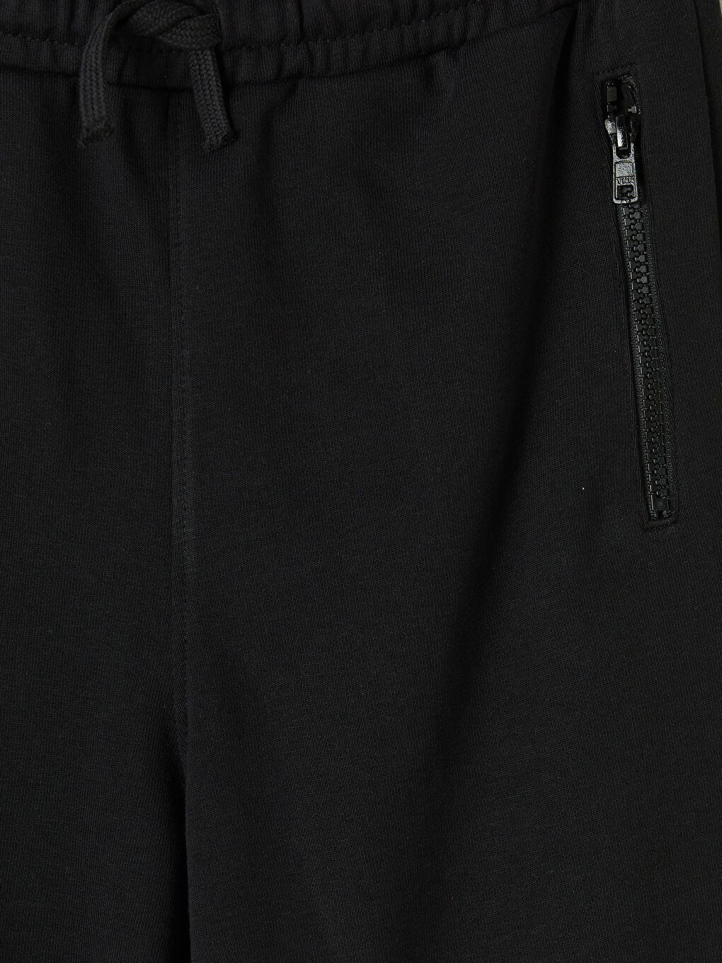 Siyah Fermuarlı Cepli Erkek Çocuk Jogger Eşofman Altı-2