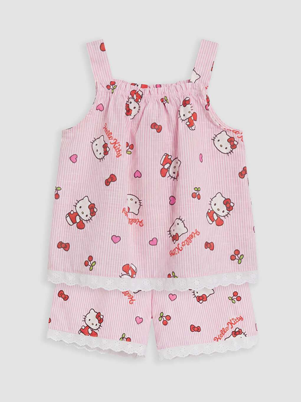 Pembe Hello Kitty Baskılı Kız Çocuk Pijama Takımı