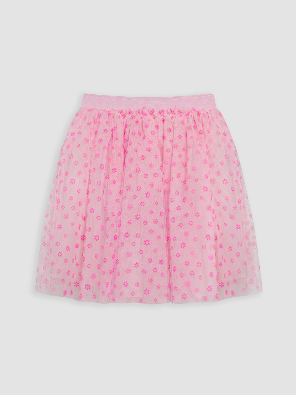 Pembe Kız Çocuk Çiçek Desenli Tütü Etek