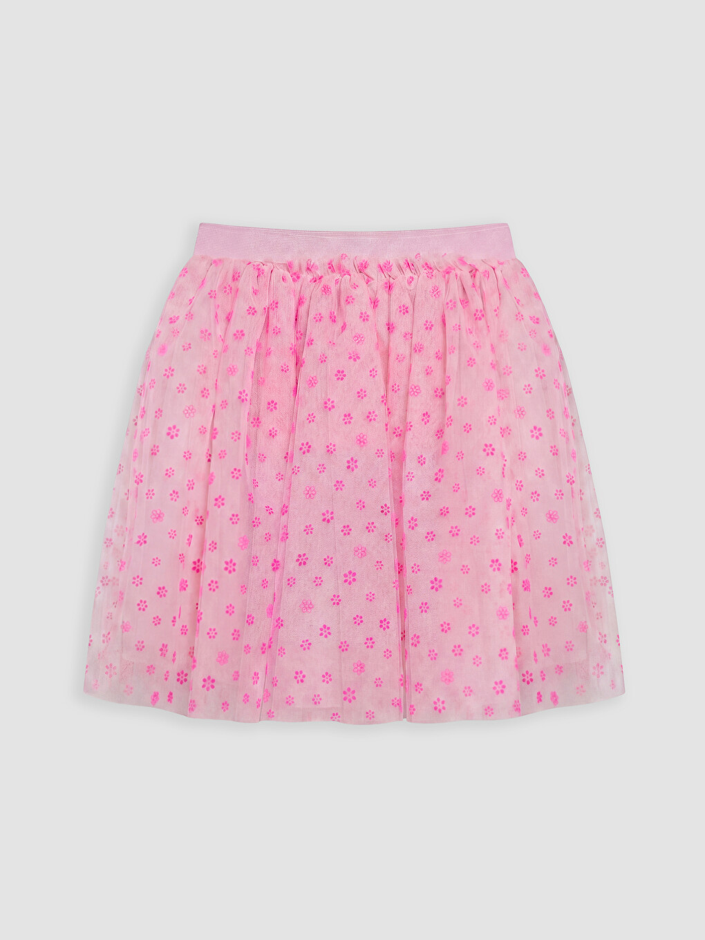 Pembe Kız Çocuk Çiçek Desenli Tütü Etek-2