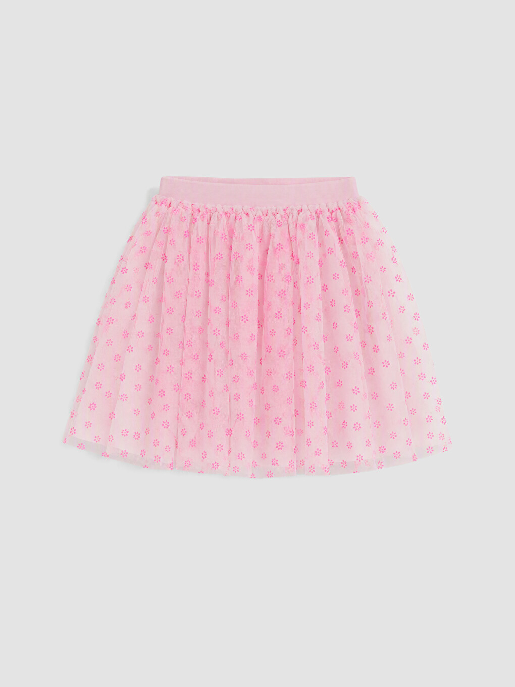 Pembe Kız Çocuk Çiçek Desenli Tütü Etek-1