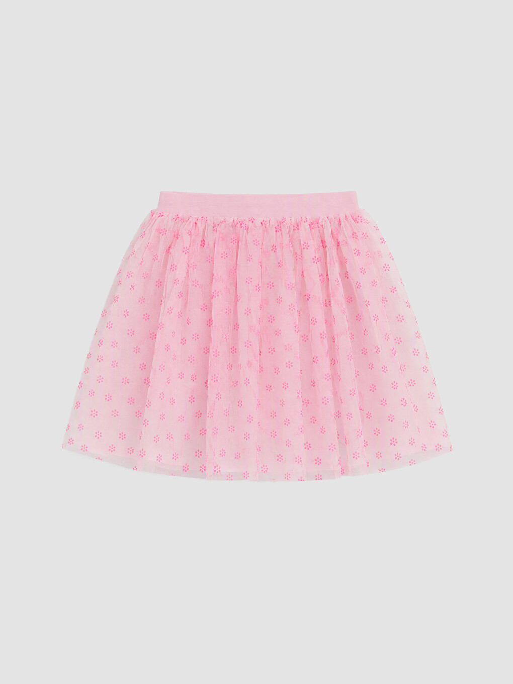Pembe Kız Çocuk Çiçek Desenli Tütü Etek-3