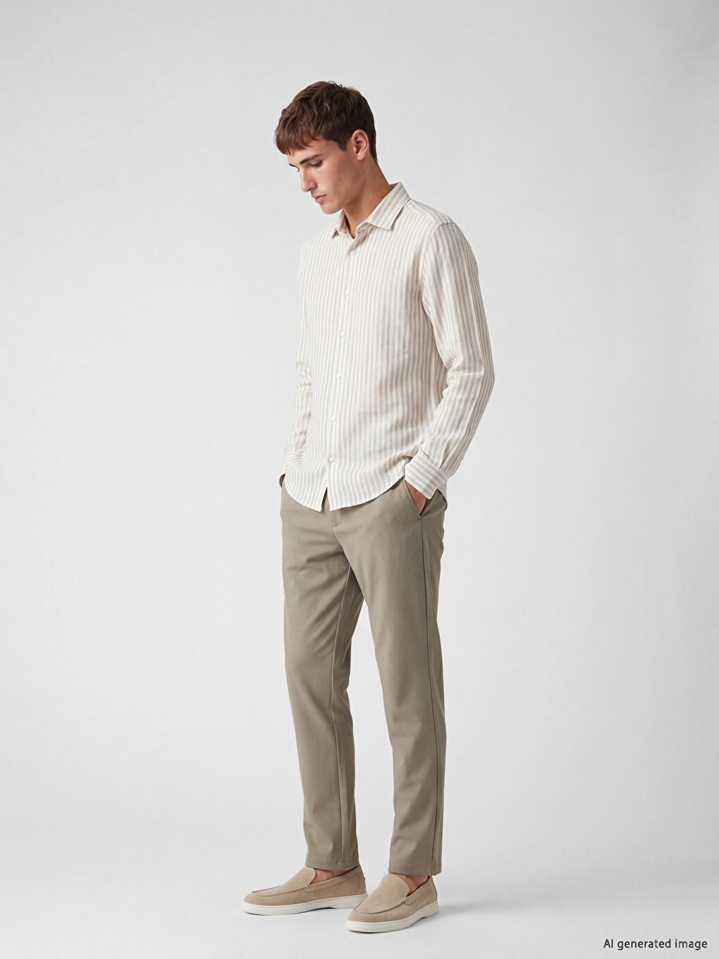 Bej Regular Fit Erkek Pantolon-1