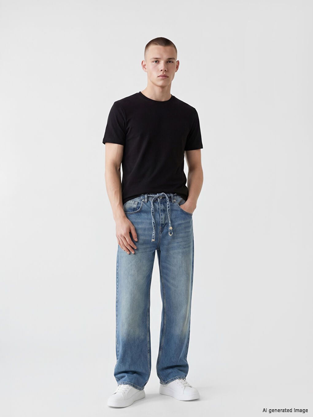 Siyah Slim Fit Basic Esnek Erkek Tişört-1