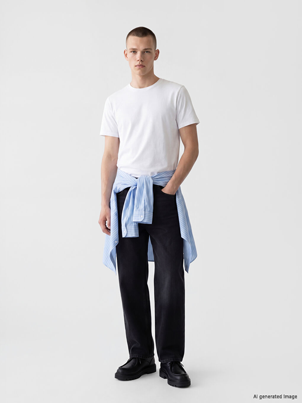 Beyaz Slim Fit Basic Esnek Erkek Tişört-1