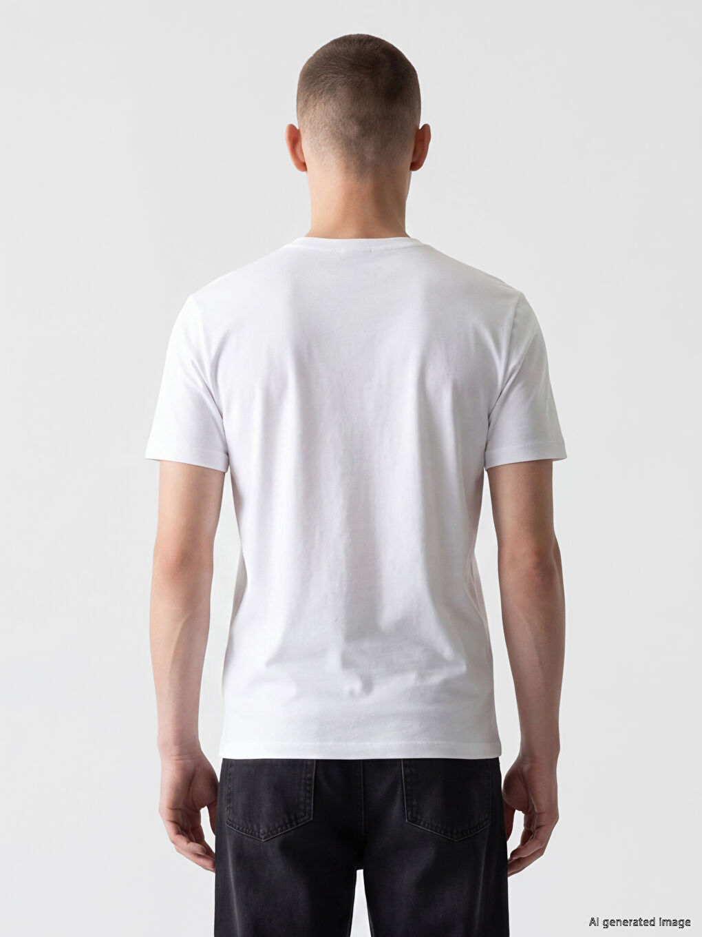 Beyaz Slim Fit Basic Esnek Erkek Tişört-3