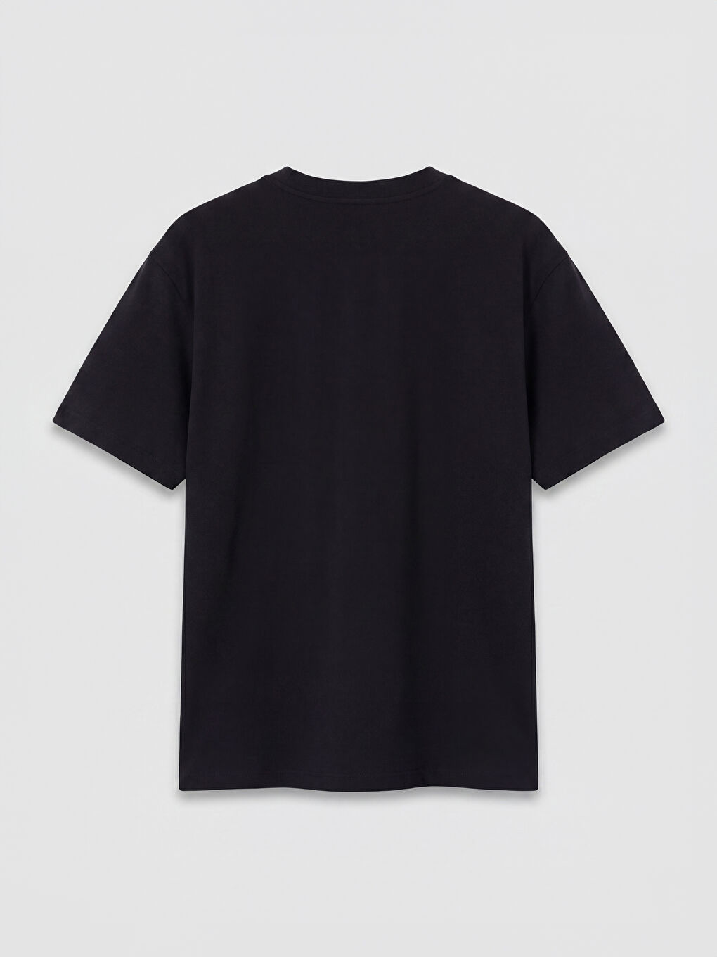 Siyah Loose Fit %100 Pamuk Basic Tişört-5