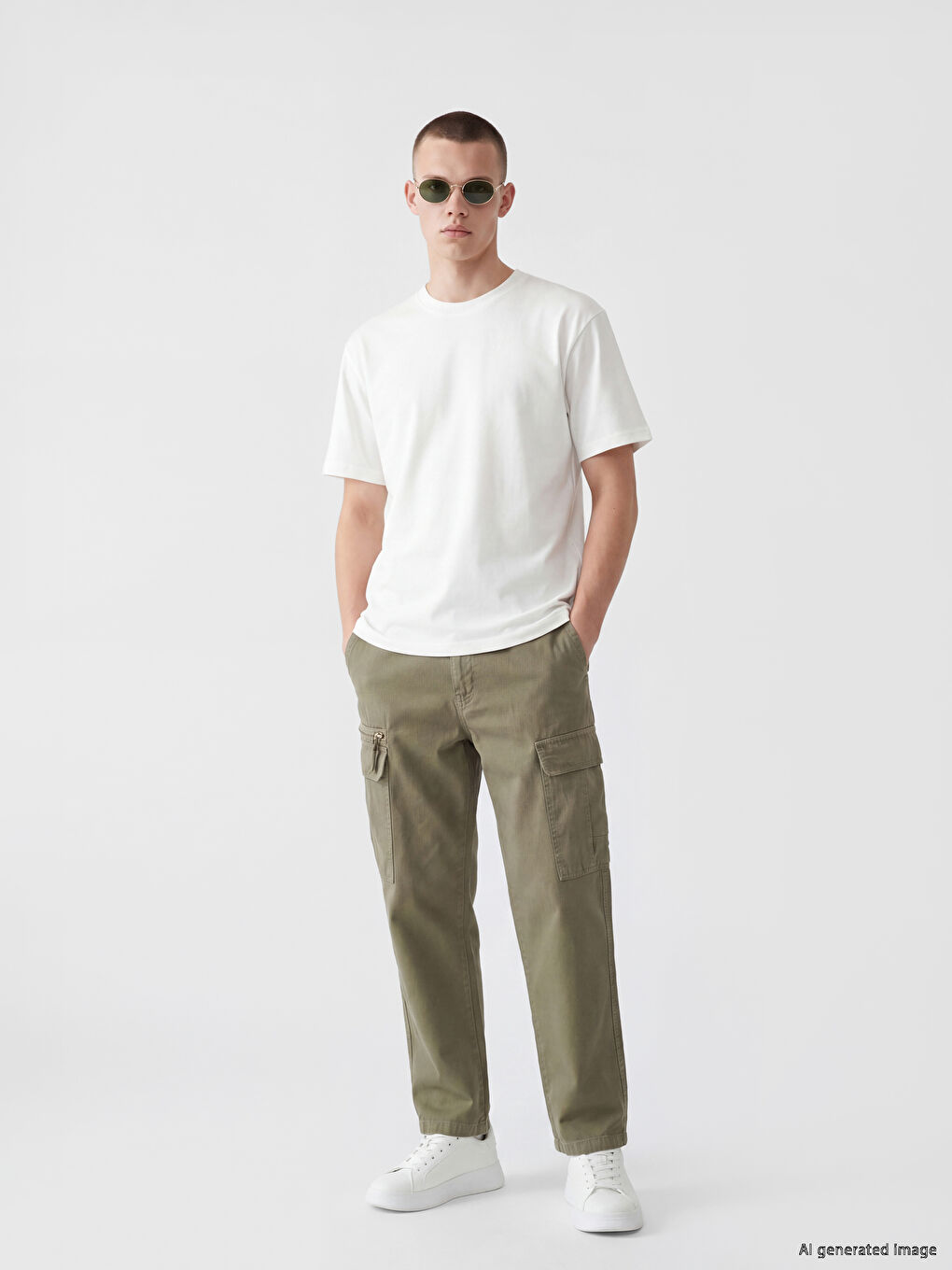 Beyaz Loose Fit %100 Pamuk Basic Tişört-1