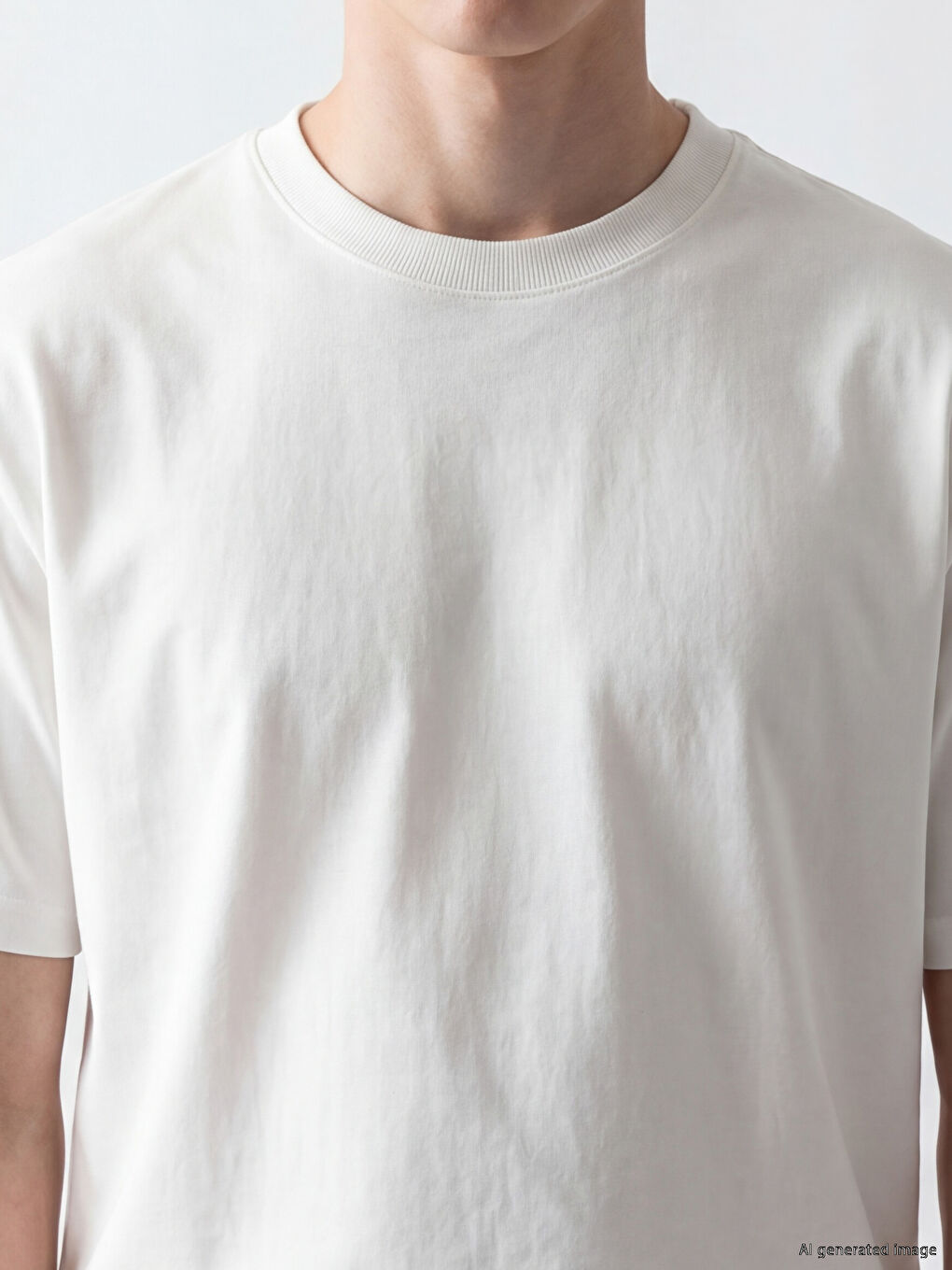 Beyaz Loose Fit %100 Pamuk Basic Tişört-2