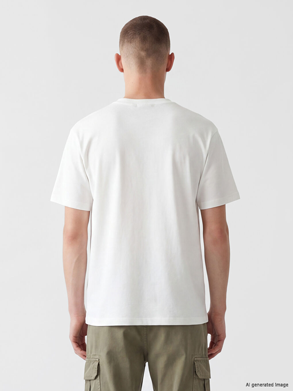 Beyaz Loose Fit %100 Pamuk Basic Tişört-3