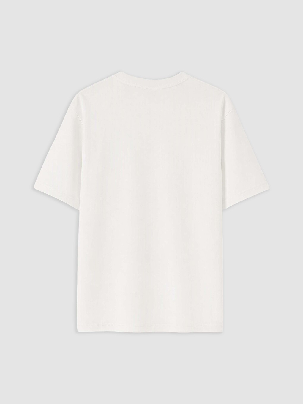 Beyaz Loose Fit %100 Pamuk Basic Tişört-5