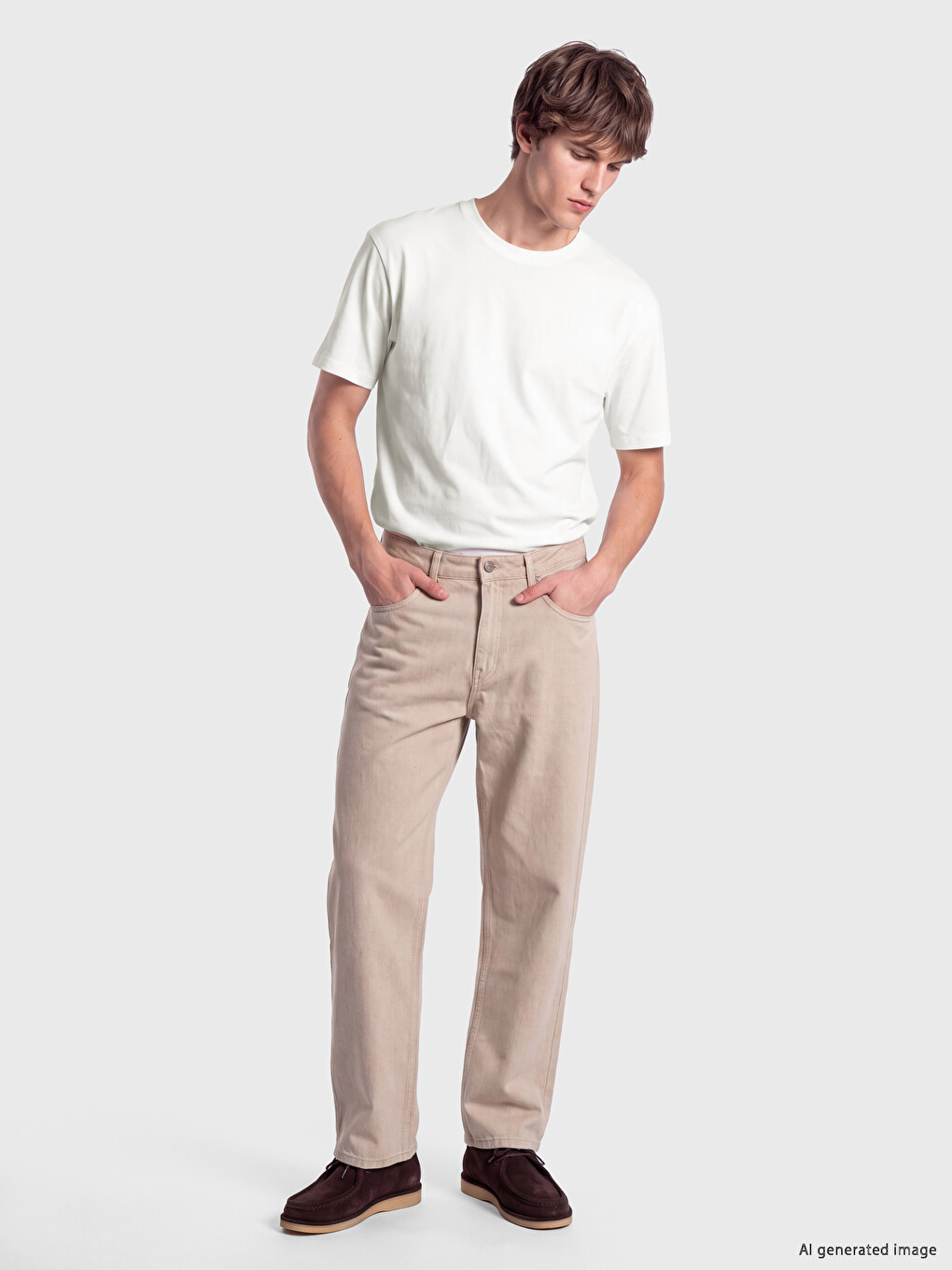 Beyaz Loose Fit %100 Pamuk Basic Tişört-1