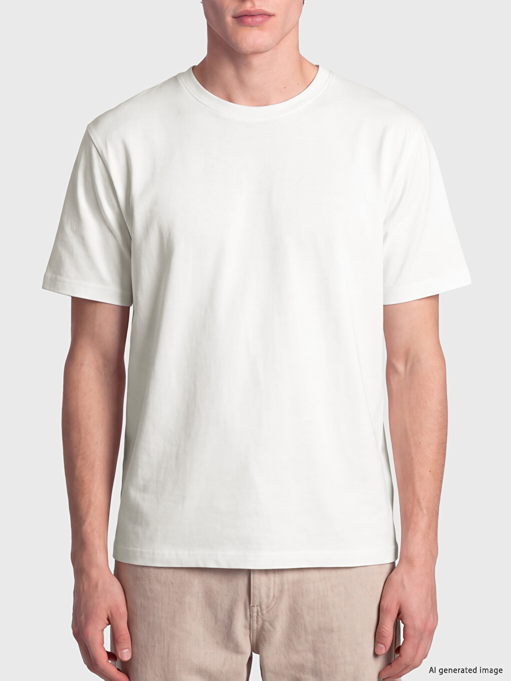 Beyaz Loose Fit %100 Pamuk Basic Tişört-2