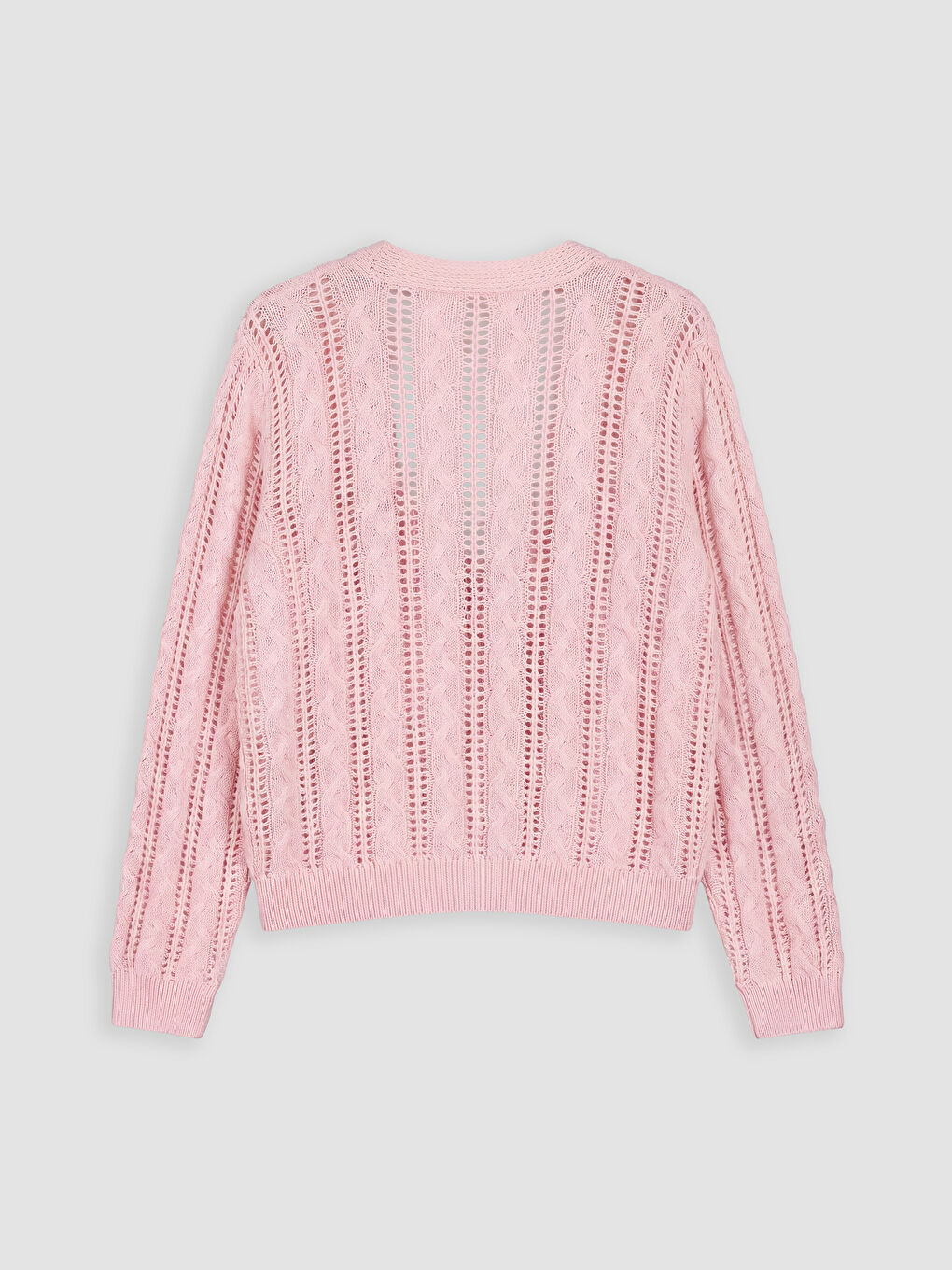 Pembe V Yaka Kız Çocuk Triko Hırka-2