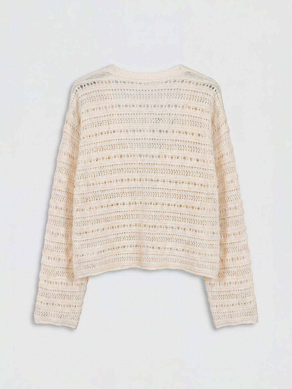 Ekru Ajurlu Kız Çocuk Triko Hırka-1