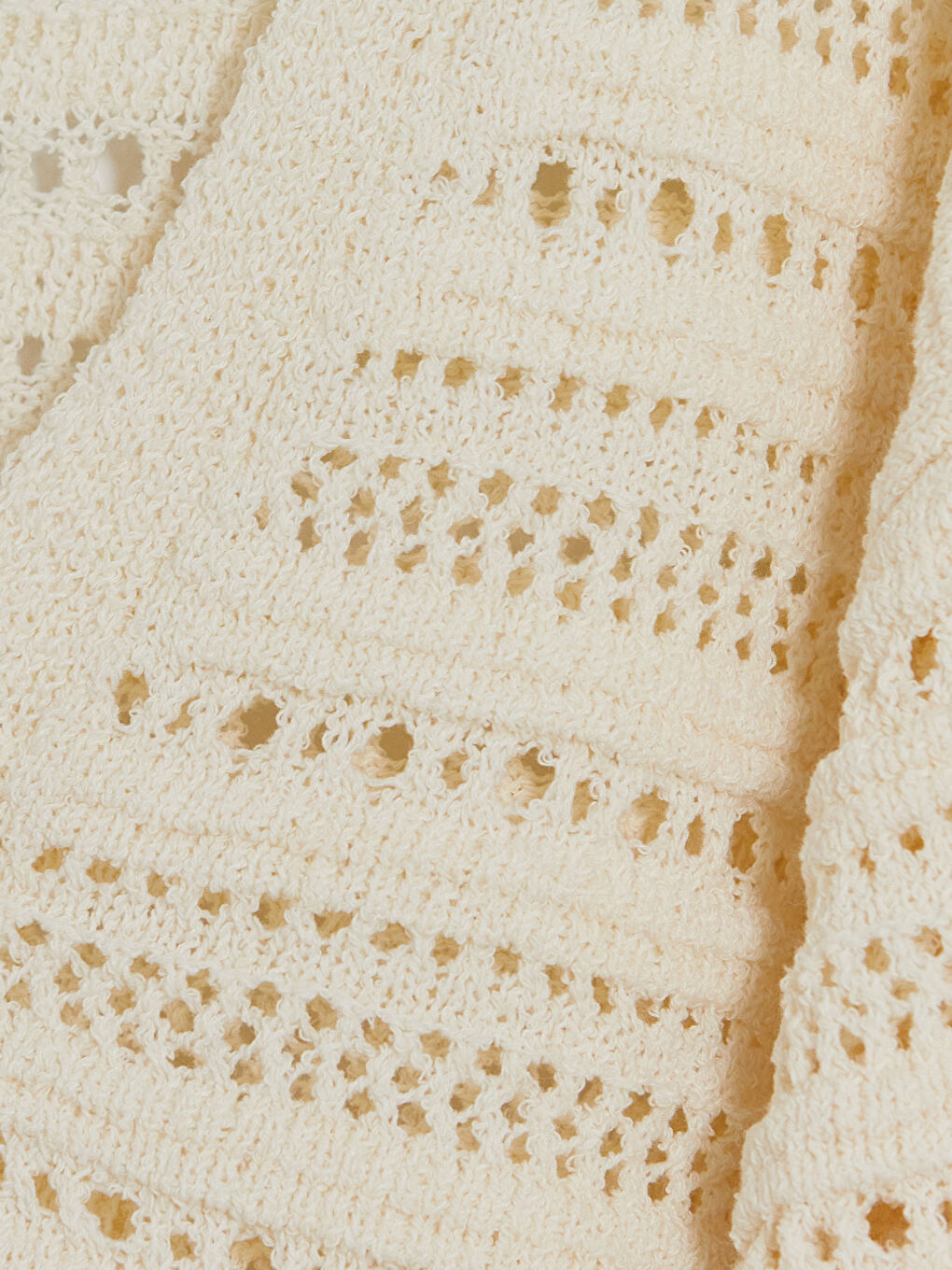 Ekru Ajurlu Kız Çocuk Triko Hırka-2