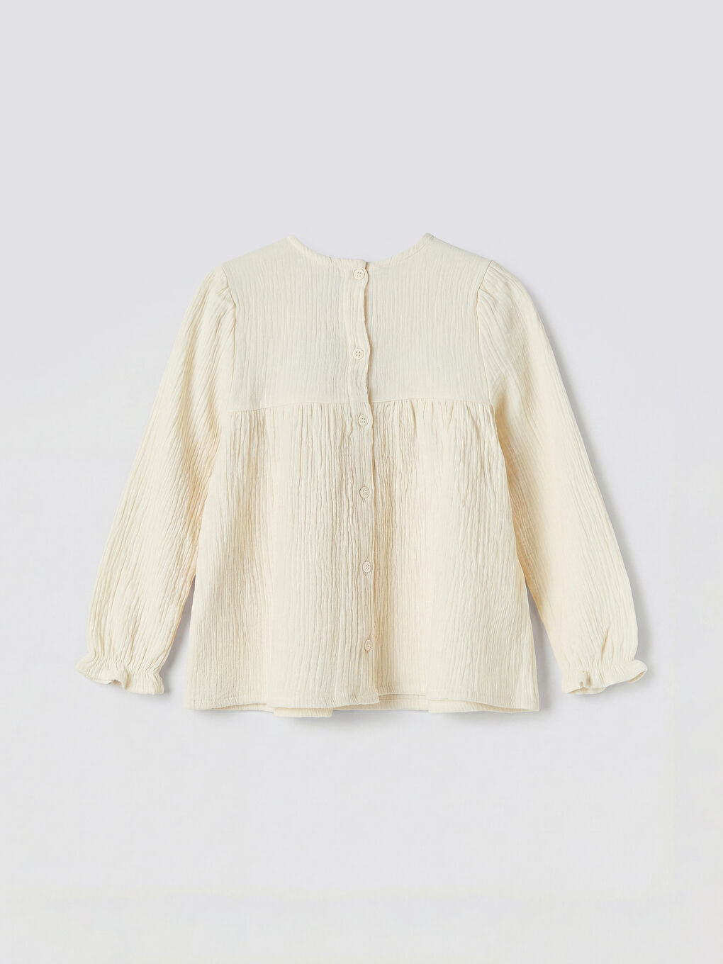 Ekru Dantel Detaylı Bürümcük Kız Çocuk Bluz-1