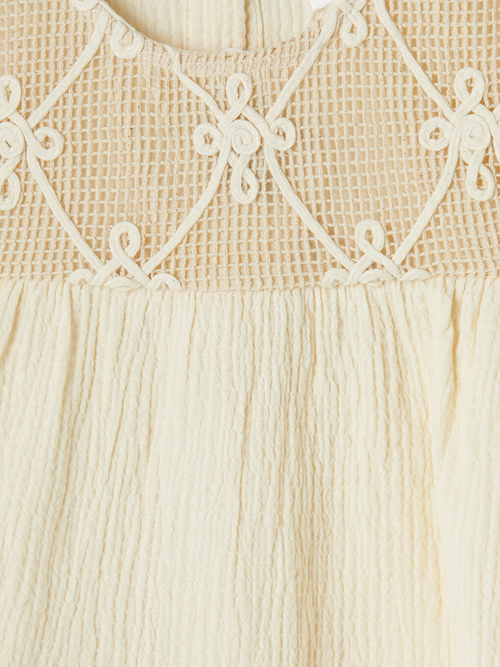 Ekru Dantel Detaylı Bürümcük Kız Çocuk Bluz-2