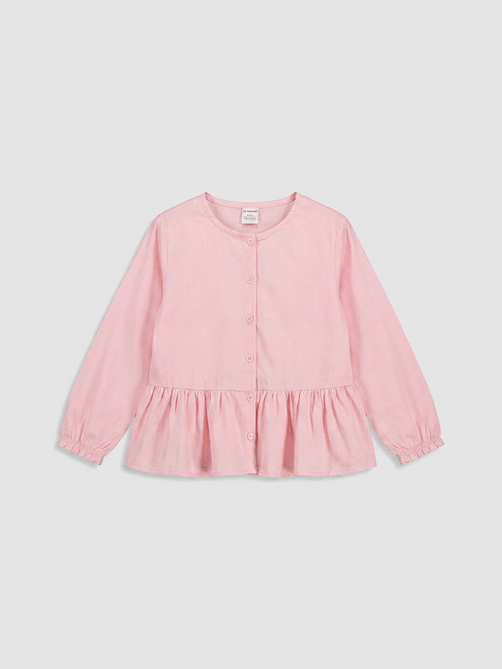 Pembe Fırfırlı Kız Çocuk Gömlek-1