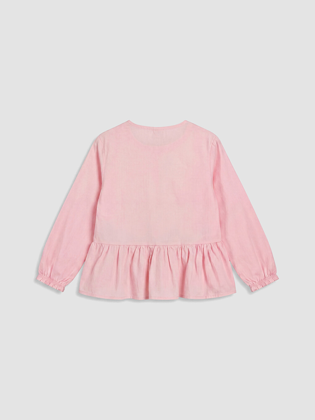 Pembe Fırfırlı Kız Çocuk Gömlek-3