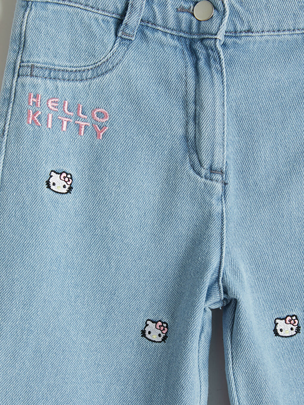 Mavi Hello Kitty Nakışlı Kız Çocuk Jean Pantolon-2