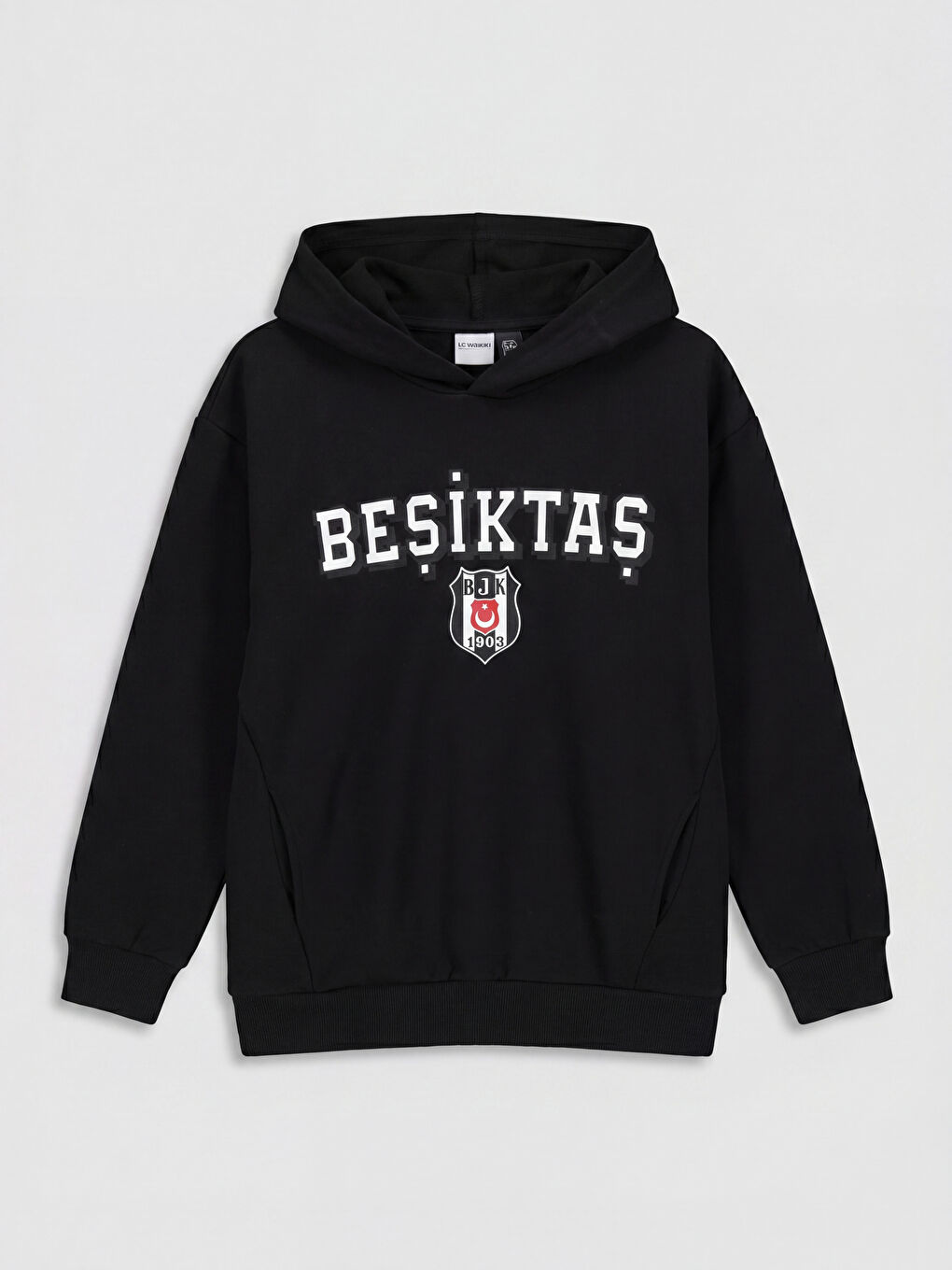 Siyah Kapüşonlu Beşiktaş Baskılı Erkek Çocuk Sweatshirt