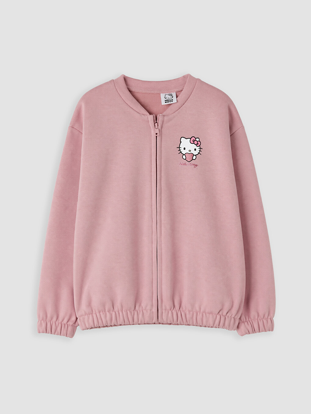 Lila Bisiklet Yaka Hello Kitty Baskılı Kız Çocuk Sweatshirt
