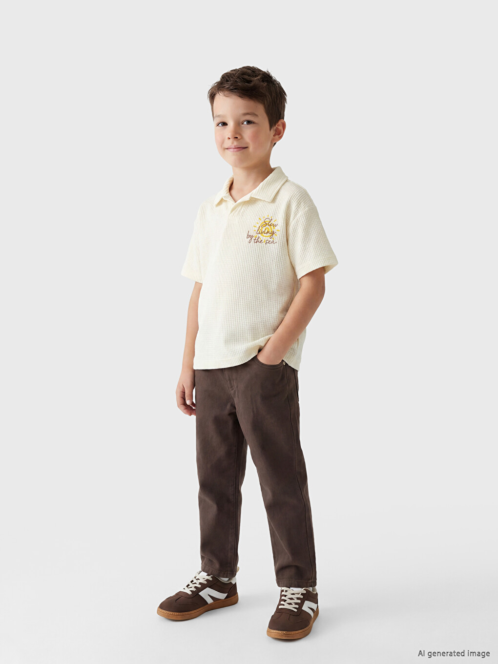 Kahverengi Erkek Çocuk Gabardin Pantolon