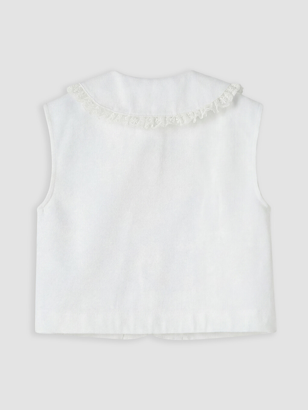 Beyaz Bebe Yaka Kız Çocuk Gabardin Ceket-1