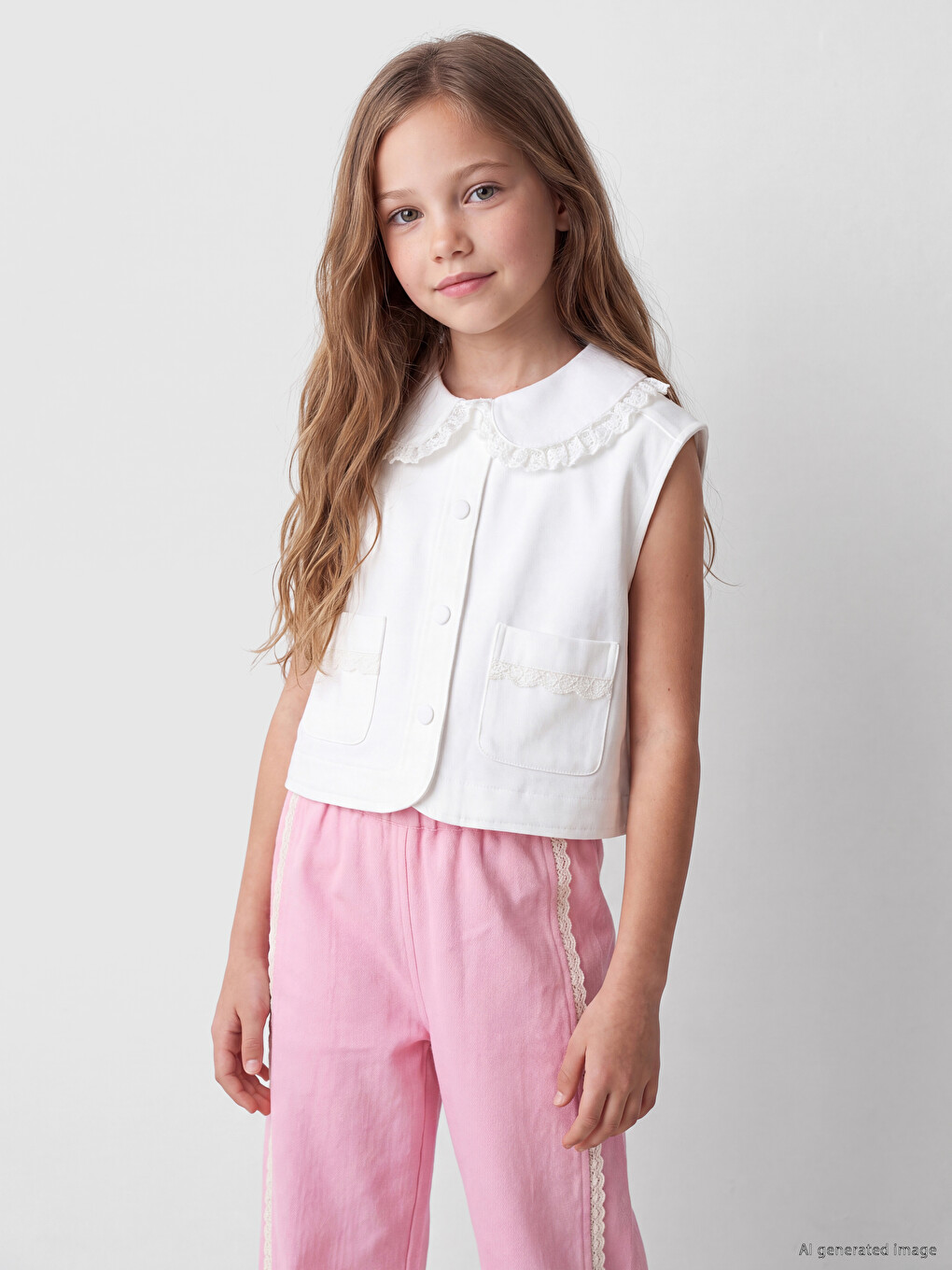 Peter Pan Collar Girls' Twill Jacket