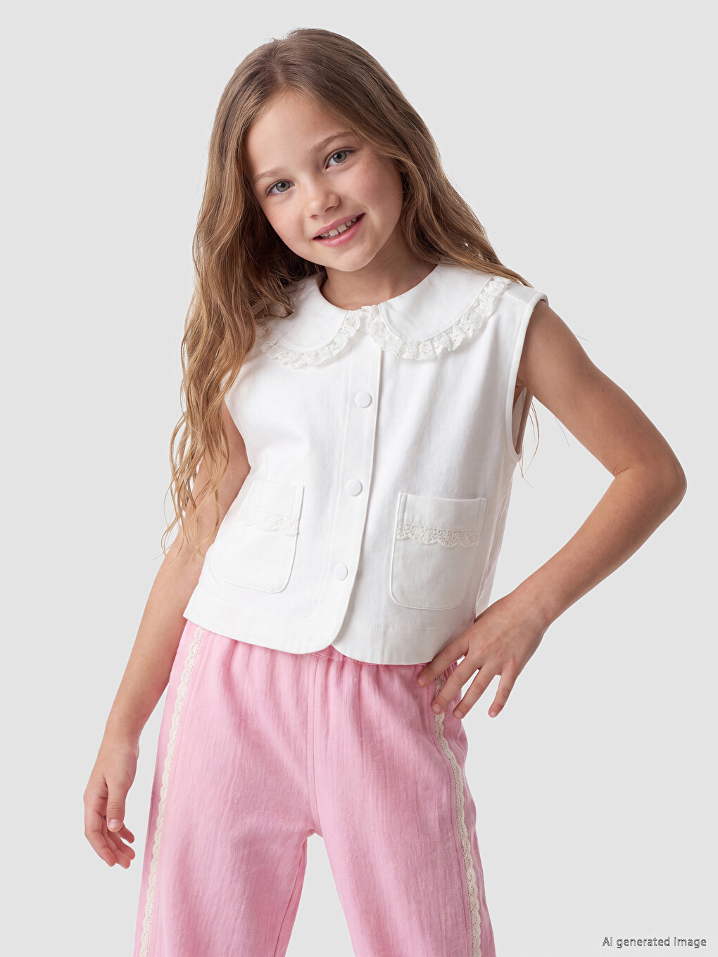 Peter Pan Collar Girls' Twill Jacket-1